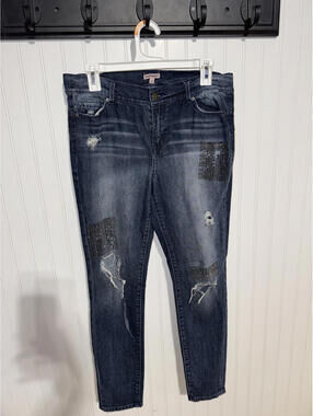 Juicy Couture Women's 10 Distressed Rhinestone Patch Jeans